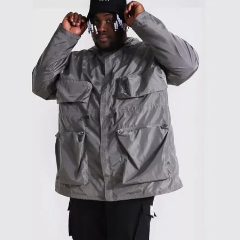 Boohoo Men's Multi Pocket Utility Cagoule Jacket - 4XL